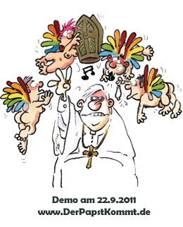 Karikatur zur Demo des Bündnisses "Der Papst kommt!"